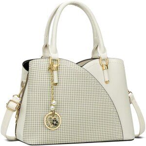 Women’s cream White Triple Compartment Satchel Fashion Top Handle Shoulder Bag